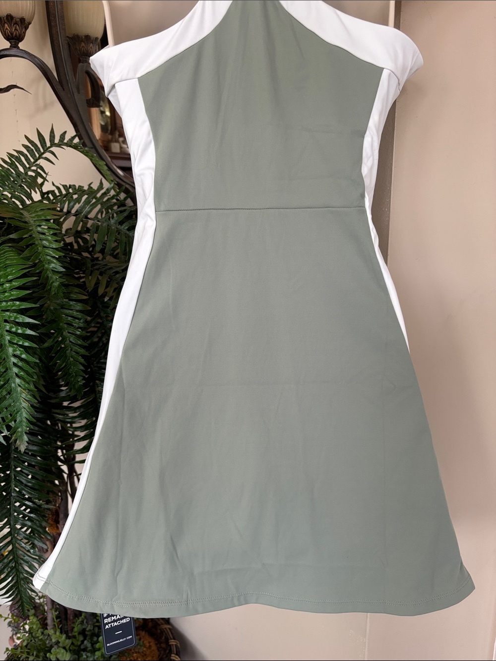 NWT Green & White Slimming Color Block Tennis Dress Built In Bra Racerback Golf - Picture 9 of 15